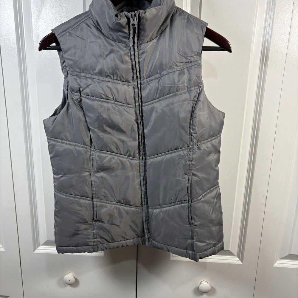 Merona Puffer Vest Womens S Gray Quilted Lightweight Warm Casual Layer Neutral